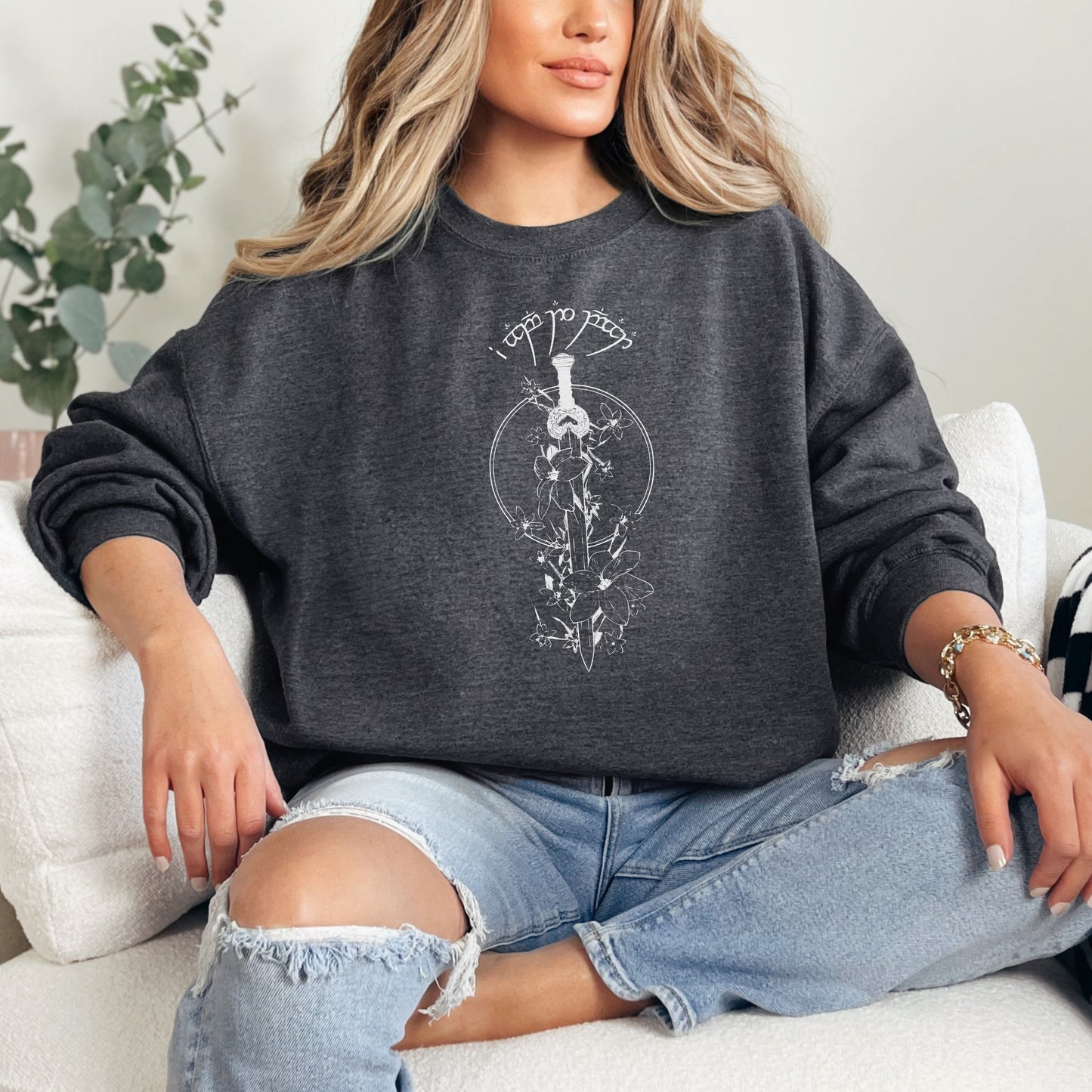 🧝‍♂️ Elvish Sword and Floral Sweatshirt – Elegance Meets Fantasy