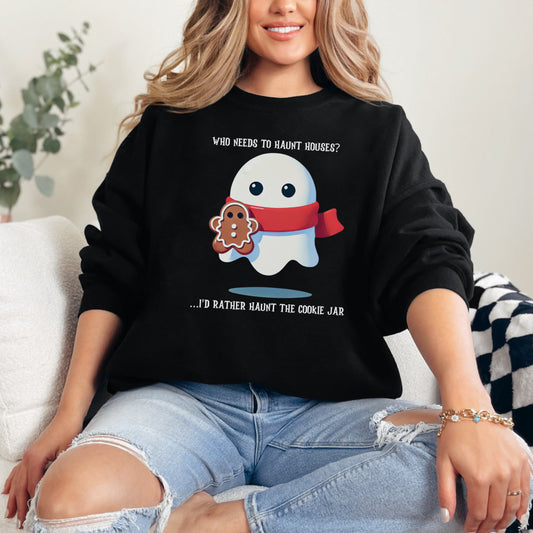 👻 "Haunt the Cookie Jar" Ghost-Themed Holiday Sweatshirt 👻