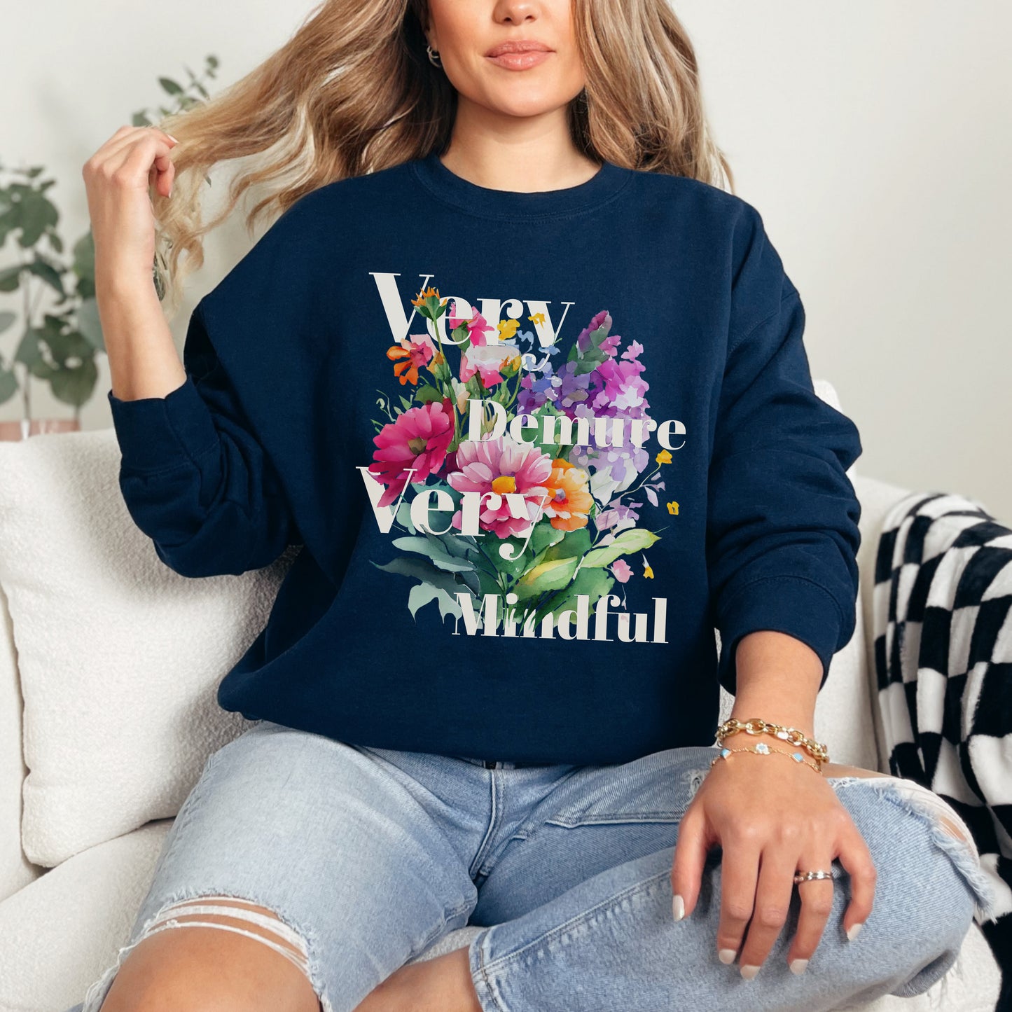 🌸 Very Demure & Mindful Floral Sweatshirt