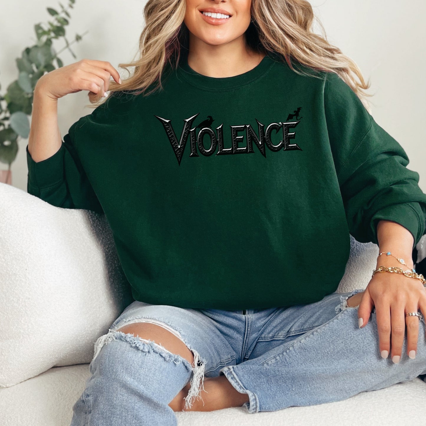 ⚔️ "Violence" Graphic Sweatshirt | Fourth Wing Book Lover Gift 🐉