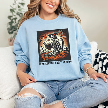 ☠️ Dead Serious About Reading Sweatshirt - Gothic Literature Fashion for Halloween & Beyond ☠️