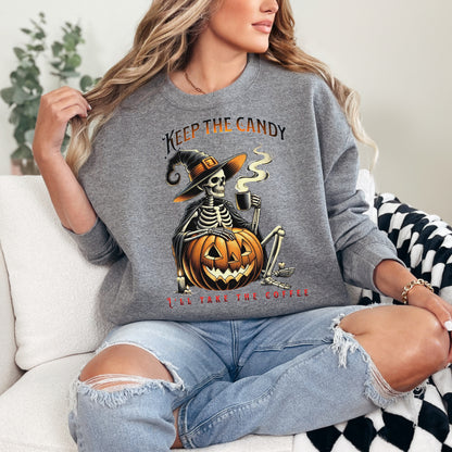 🎃 Keep the Candy, I'll Take the Coffee Sweatshirt – Perfect for Spooky Season!