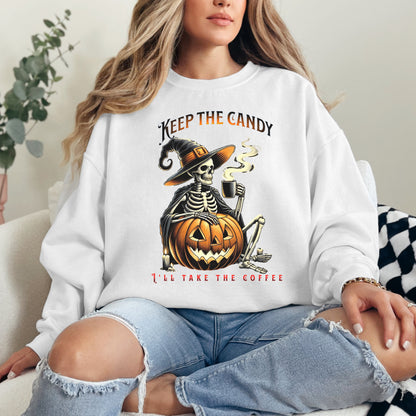 🎃 Keep the Candy, I'll Take the Coffee Sweatshirt – Perfect for Spooky Season!