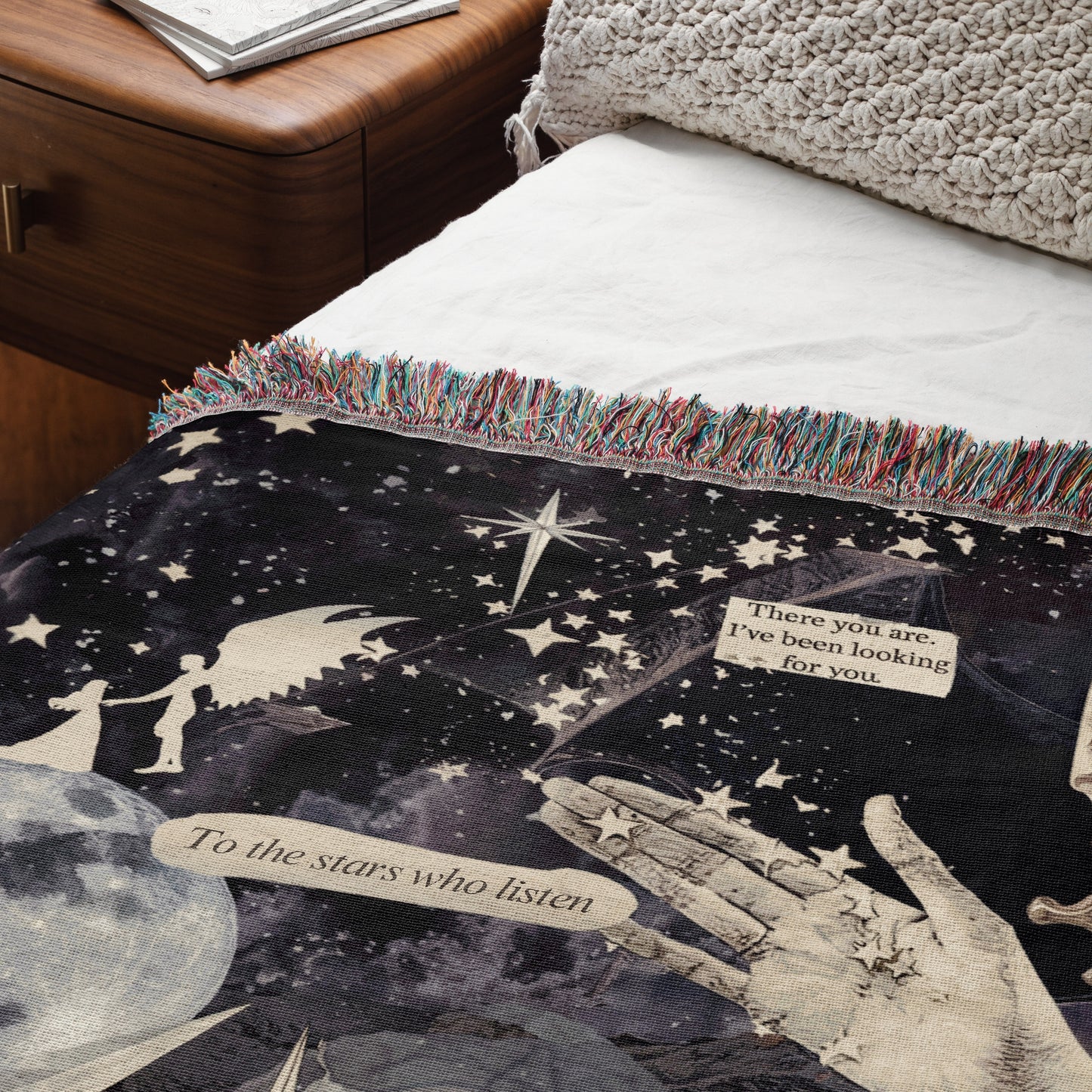 🌟 "To the Stars Who Listen" Woven Throw Blanket 🌟