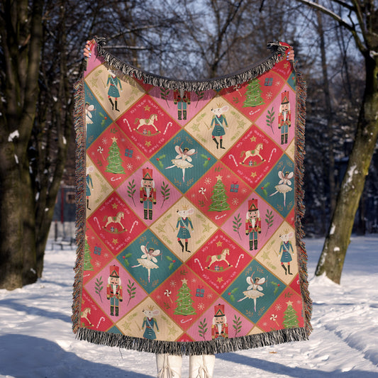 Nutcracker Christmas Woven Throw Blanket