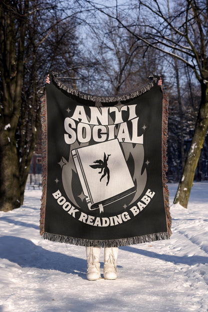 📚 "Anti-Social Book Reading Babe" Gothic Blanket