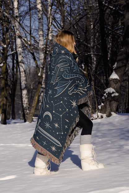 Blue Celestial Dragon Throw
