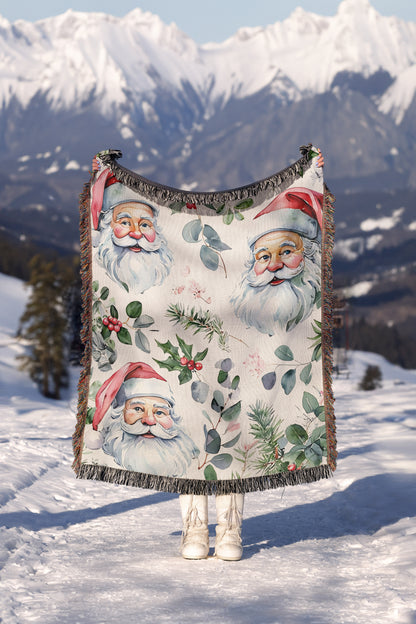 Vintage Santa Christmas Throw Blanket 🎅❄️