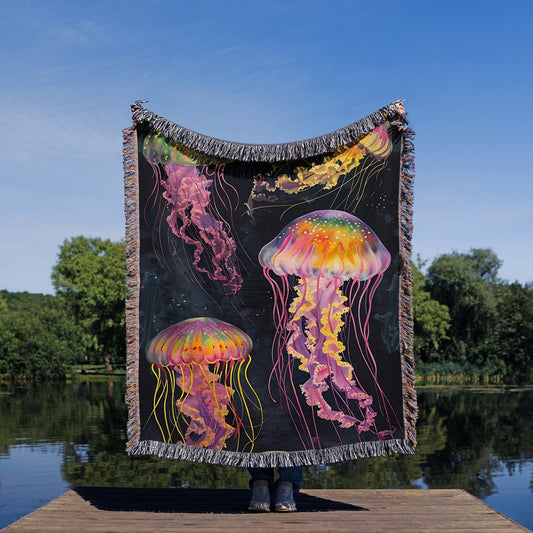 Mystical Jellyfish Woven Throw Blanket 🌊