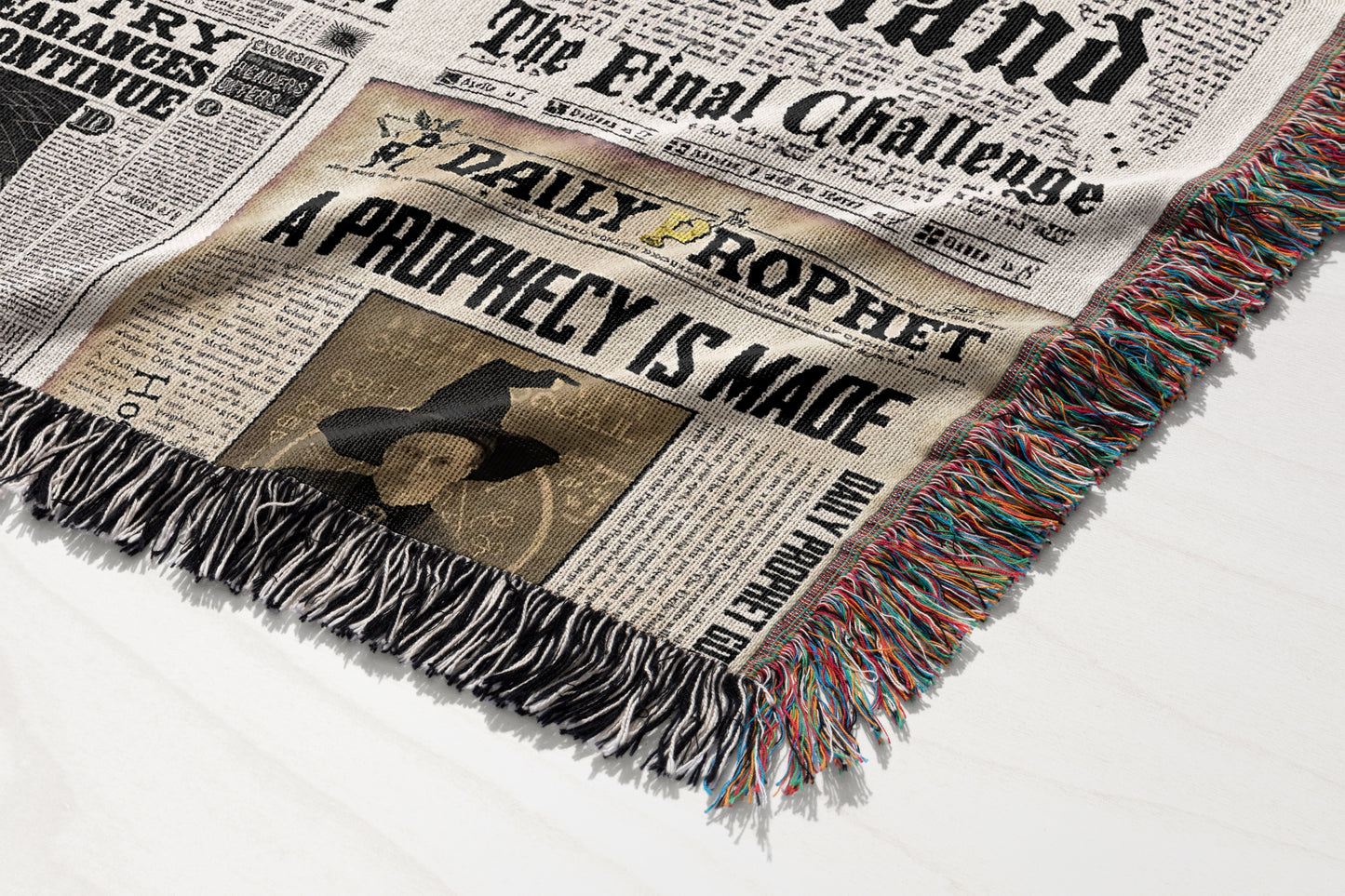 📰 Wizard Newspaper Woven Tapestry Blanket | Potterhead Magic 🧙‍♂️