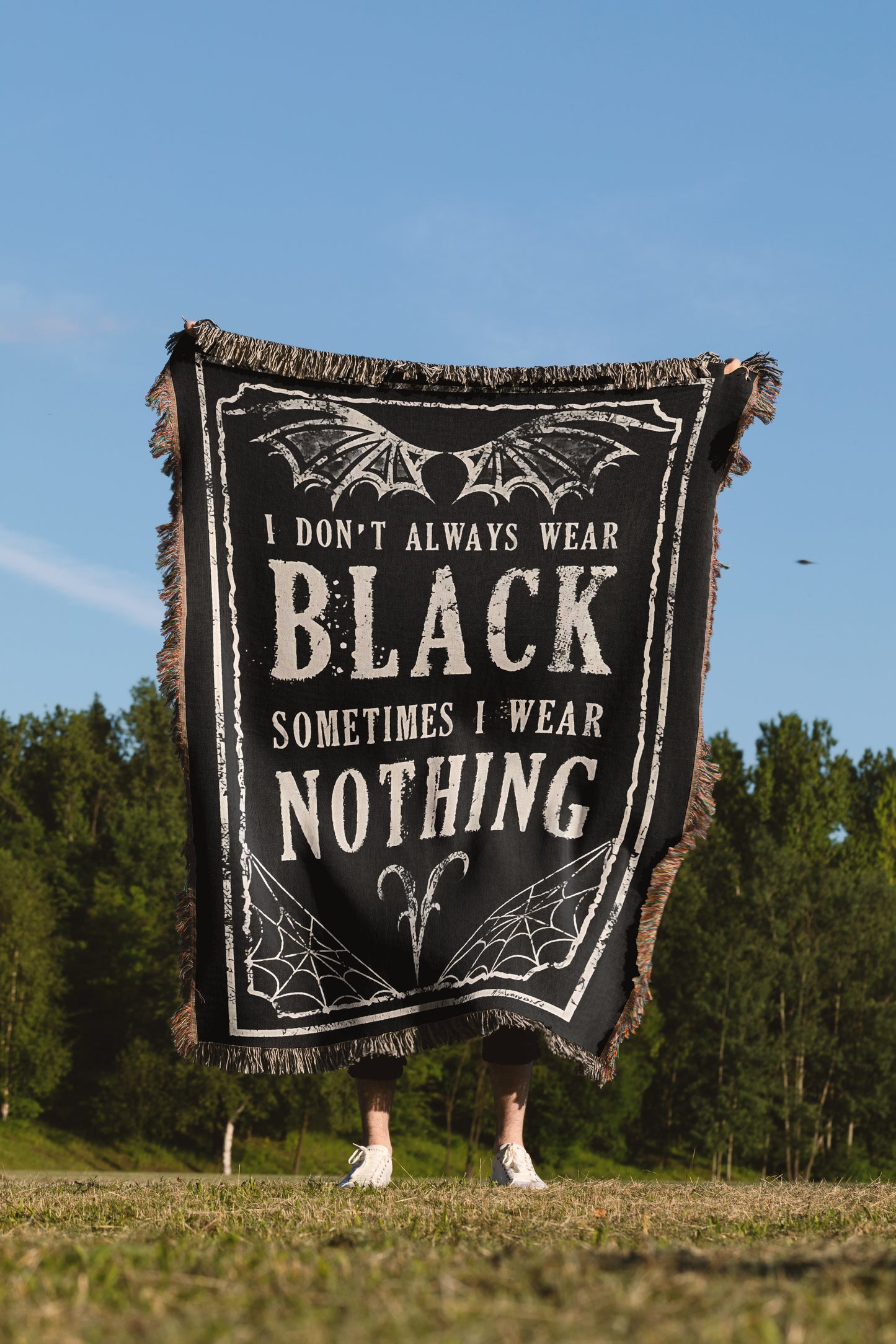 🖤 Gothic "Sometimes I Wear Nothing" Blanket