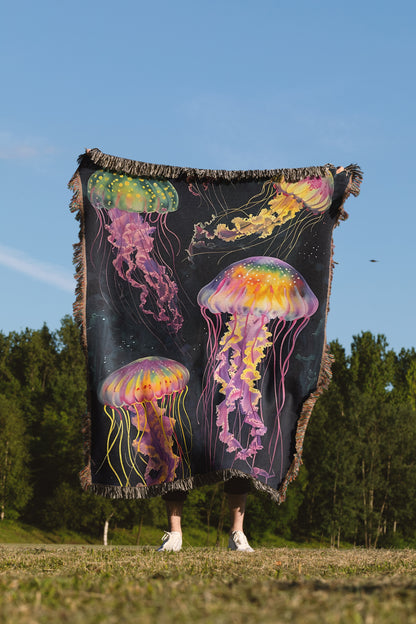 Mystical Jellyfish Woven Throw Blanket 🌊