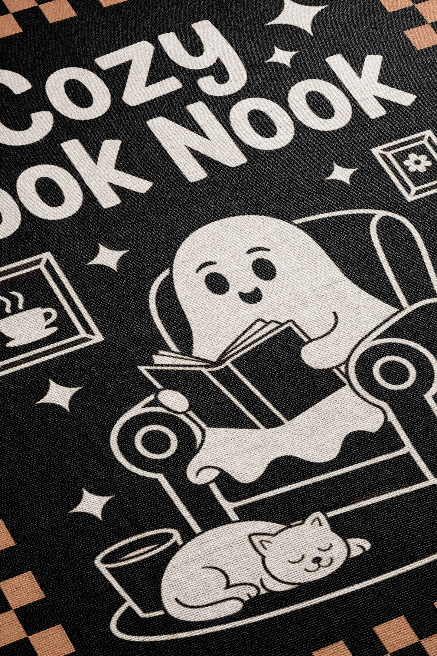 Cozy Book Nook Ghost Woven Blanket