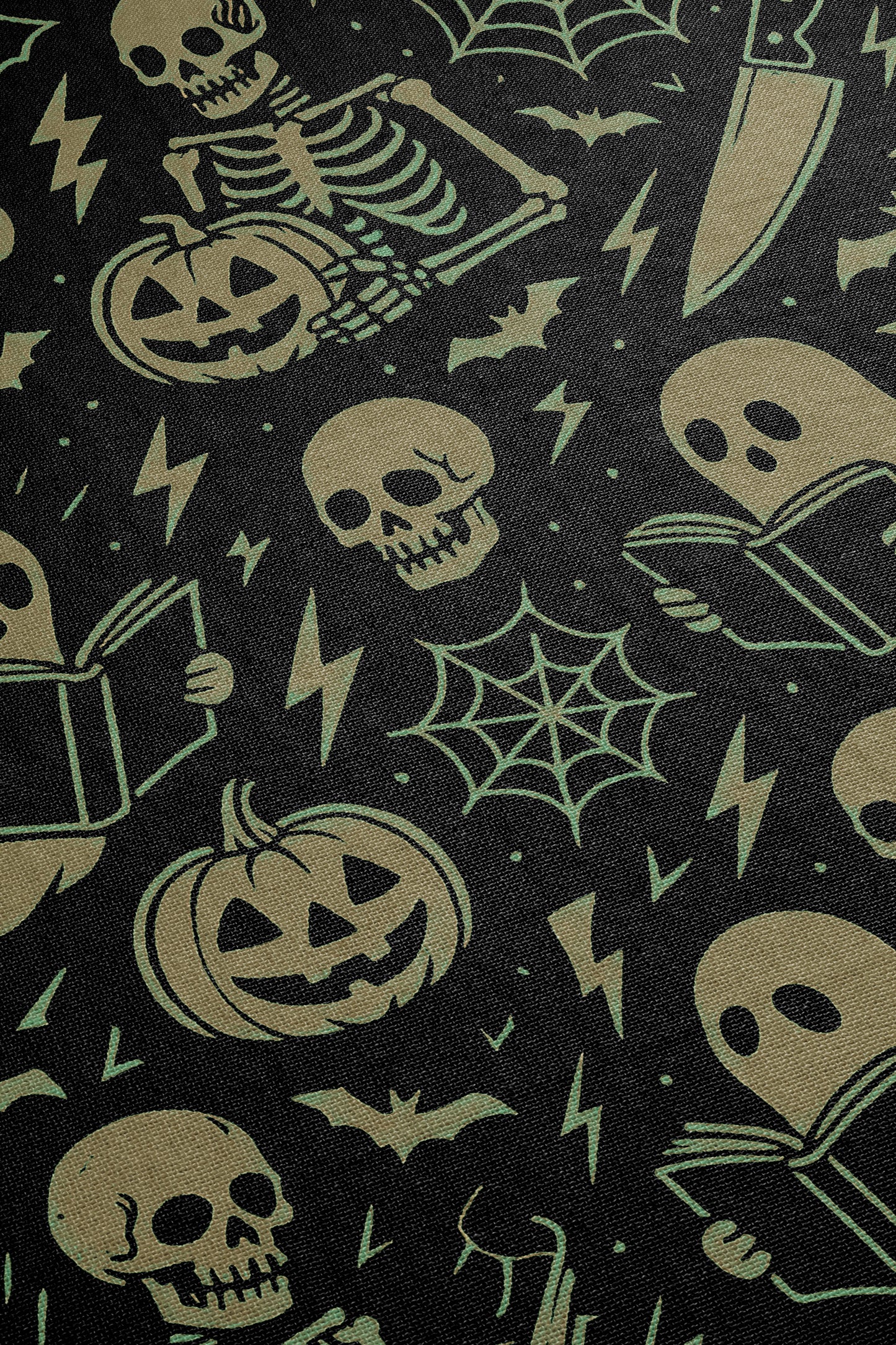 Greenish Spooky Ghost & Skeleton Blanket
