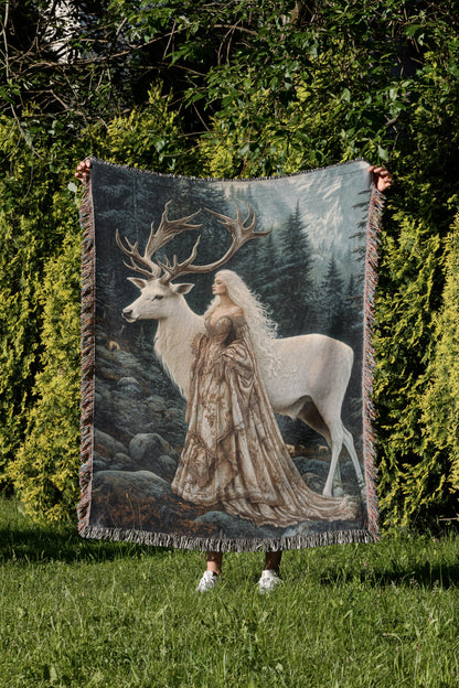 🌿 Throne of Glass Woven Tapestry Blanket | Elena Galathynius Havilliard 🦌