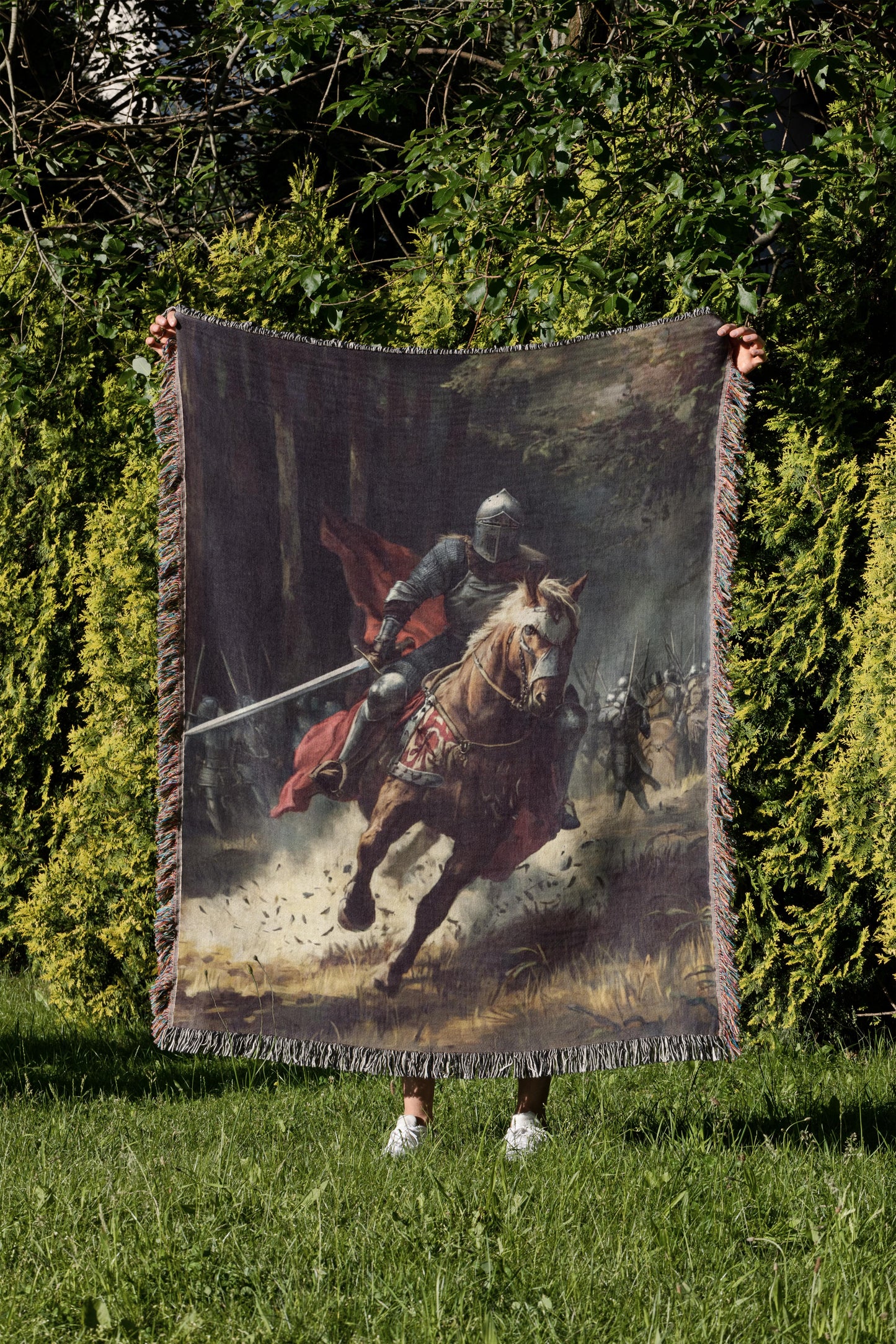 🌿 Rider Knight Woven Tapestry Blanket