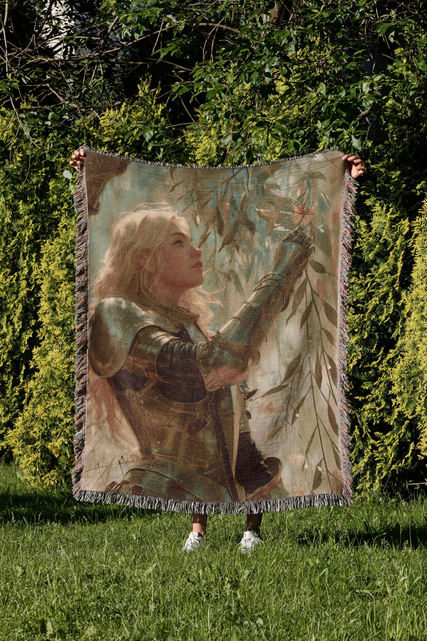 🌟 Throne of Glass Inspired Woven Blanket – Fireheart Elegance 🌟