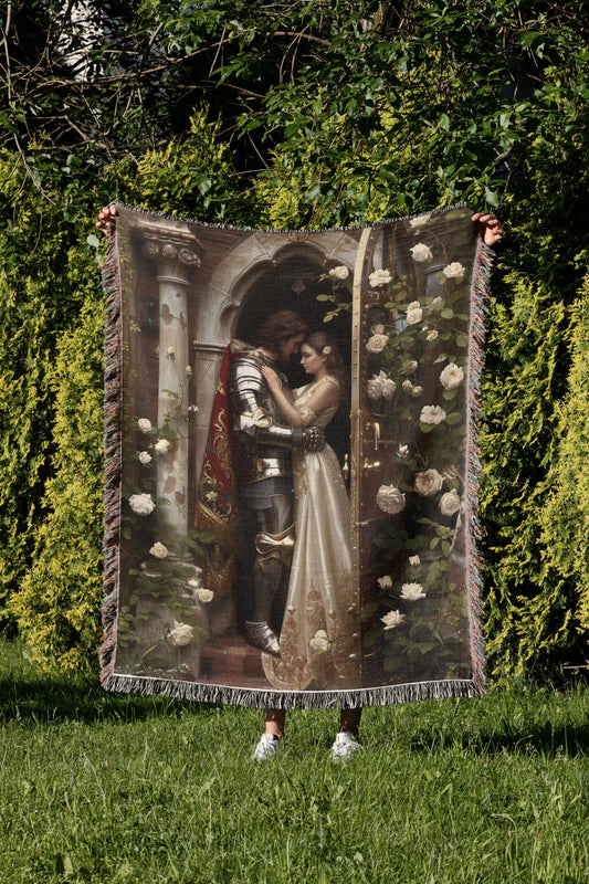 📚 Light Academia Jacquard Woven Blanket | Romantic Literature Aesthetic