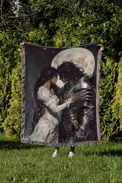 🌙 Gothic Romance Woven Tapestry Blanket