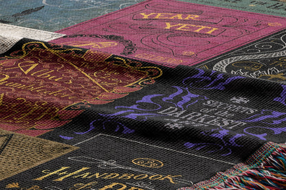 📚 Wizard Books Woven Tapestry Blanket | Potterhead Must-Have 🧙‍♂️