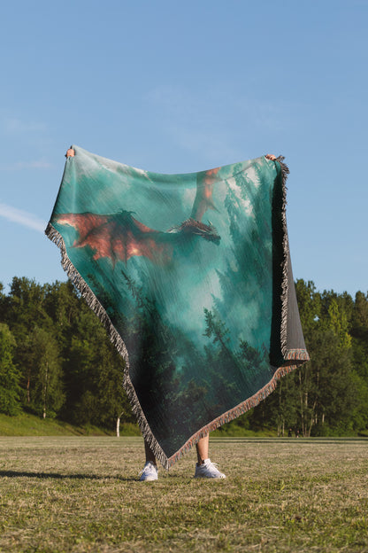 🪶 Tairn Woven Blanket – Fourth Wing Dragon Rider Throw 🐉