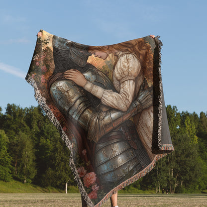 Romantic Medieval Woven Tapestry Blanket 🛡️🌹