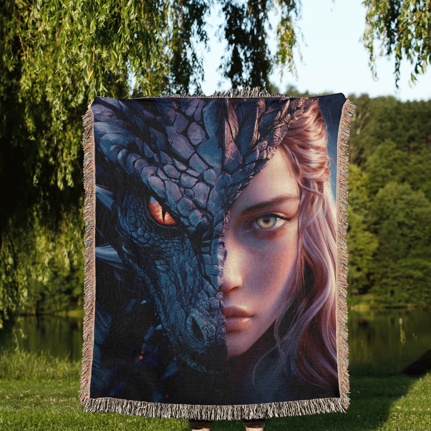 🐉🔥 Fourth Wing Inspired Woven Throw Blanket - Dragon & Rider Fusion 💜📚