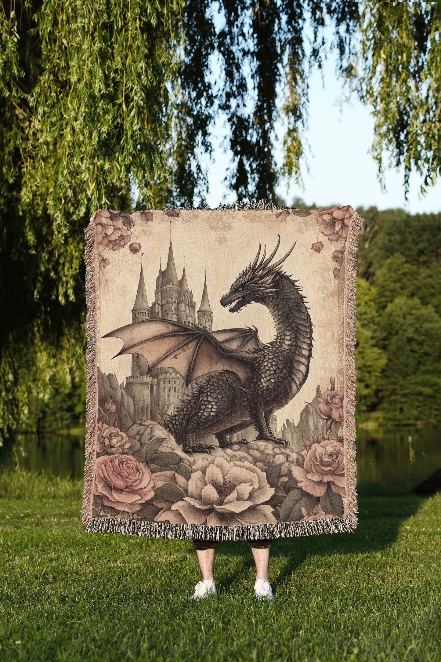 🪄 Mythical Dragon Tapestry Blanket