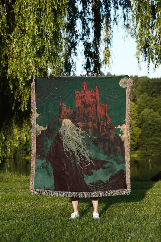 🕯️ Gothic Castle Woven Tapestry Blanket