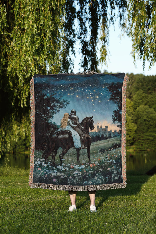 🌌 Medieval Romance Under the Stars Woven Blanket