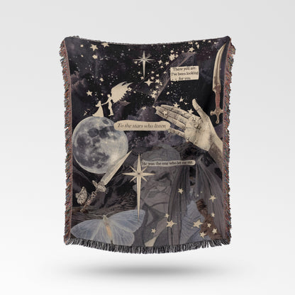 🌟 "To the Stars Who Listen" Woven Throw Blanket 🌟