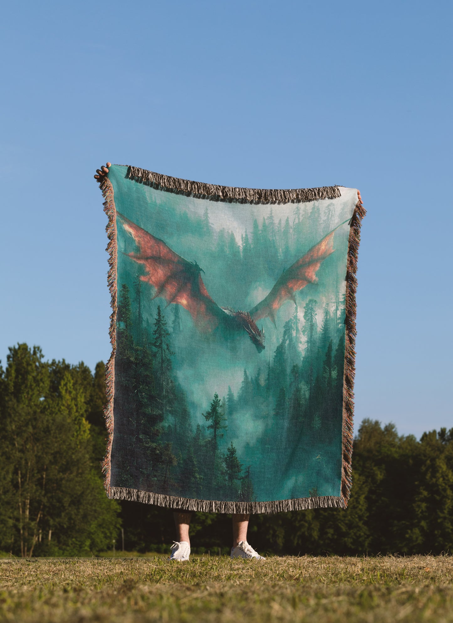 🪶 Tairn Woven Blanket – Fourth Wing Dragon Rider Throw 🐉