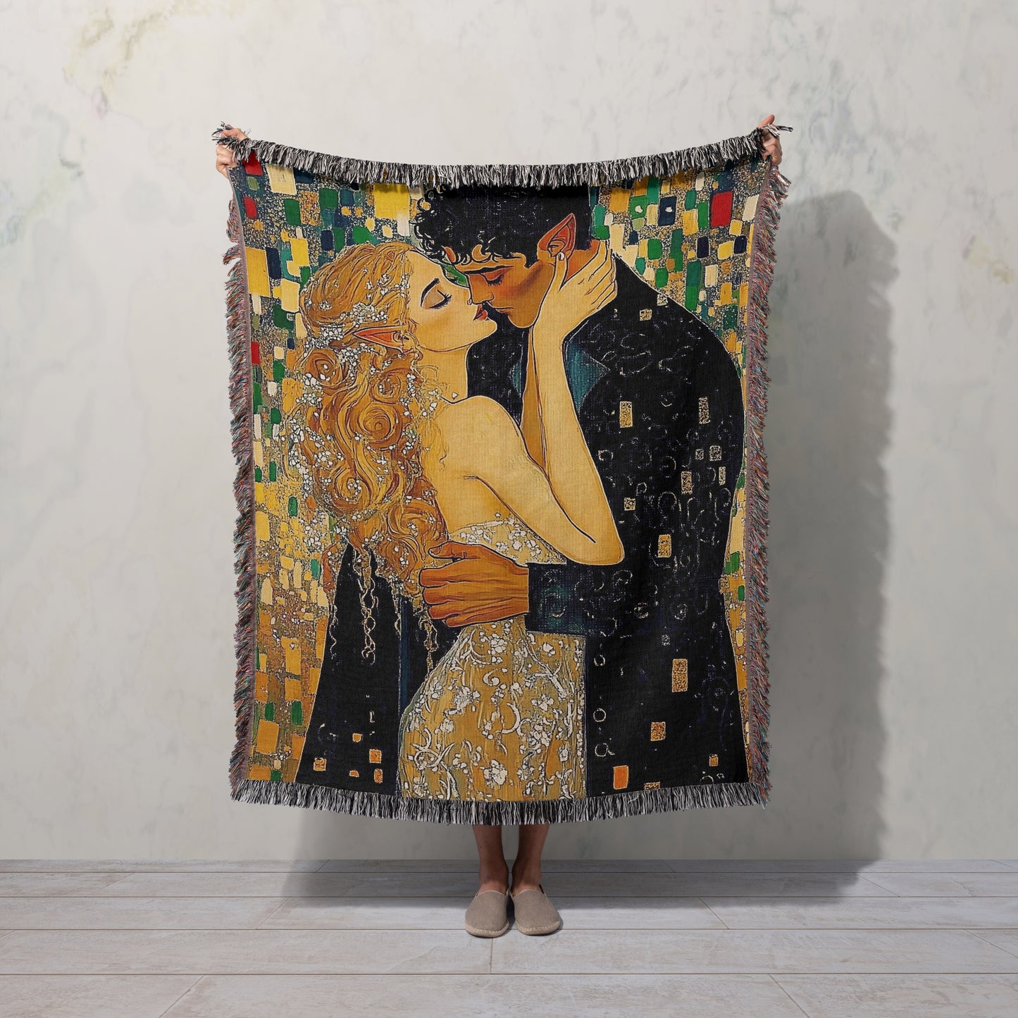 Gustav Klimt-Inspired ACOTAR Woven Blanket 🖤✨