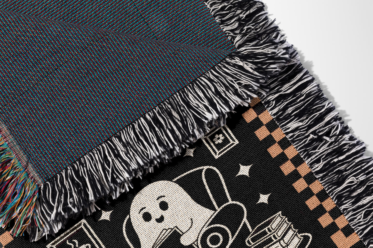 Cozy Book Nook Ghost Woven Blanket