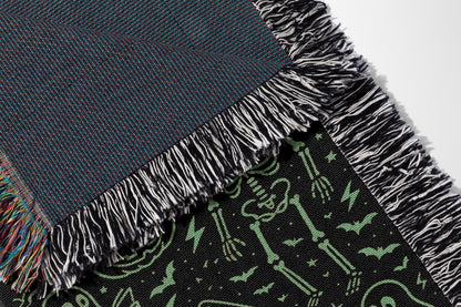 Green Halloween Woven Blanket
