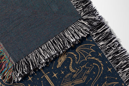 Dragon & Spellbook Woven Blanket