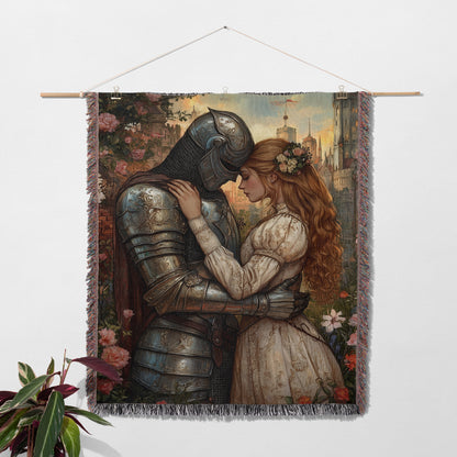 Romantic Medieval Woven Tapestry Blanket 🛡️🌹