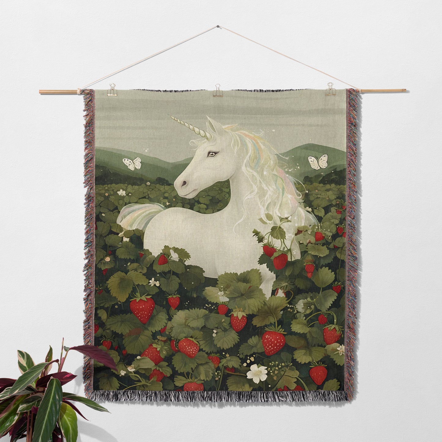 Enchanted Unicorn Tapestry Blanket 🦄🍓