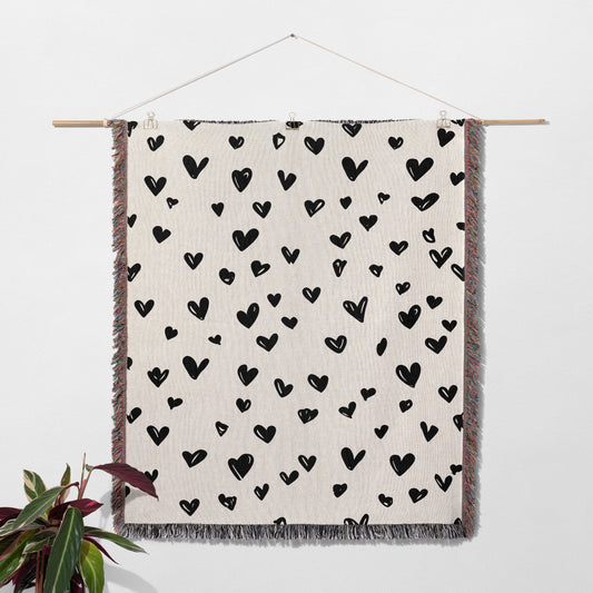 Minimalist Heart Pattern Woven Throw Blanket - MagicMerchEmporium