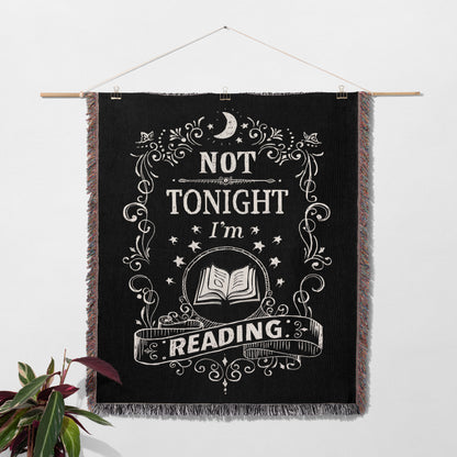 📚 "Not Tonight, I'm Reading" Gothic Woven Blanket 📚