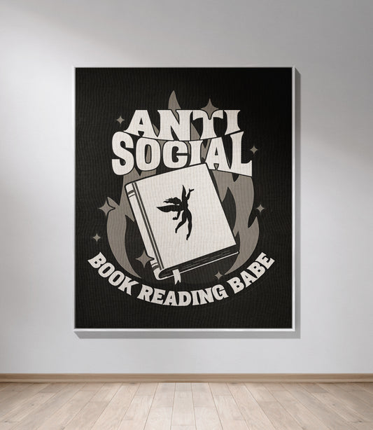 📚 "Anti-Social Book Reading Babe" Gothic Blanket