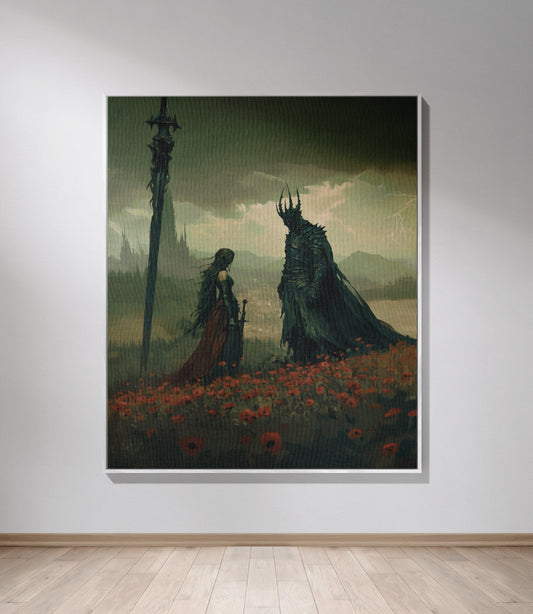 Medieval Encounter Woven Throw Blanket - MagicMerchEmporium