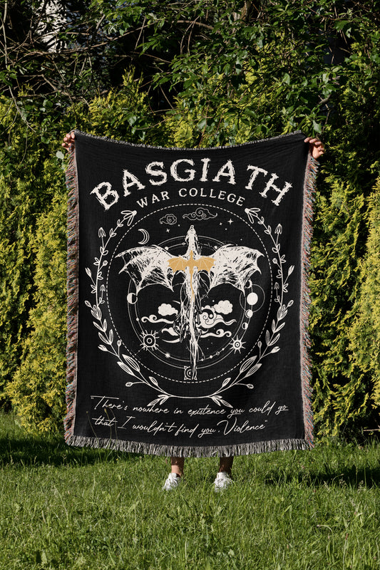 Basgiath War Dark College Woven Throw Blanket