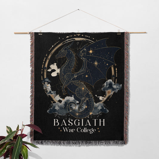 Black Basgiath War College Dragon Woven Throw Blanket