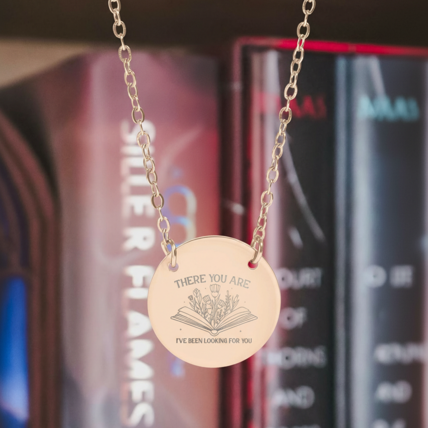 Night Court Floral Quote Circle Necklace