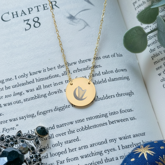 Harp Moon Crescent Circle Necklace