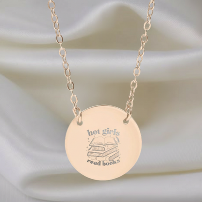 Hot Girls Read Books Circle Necklace