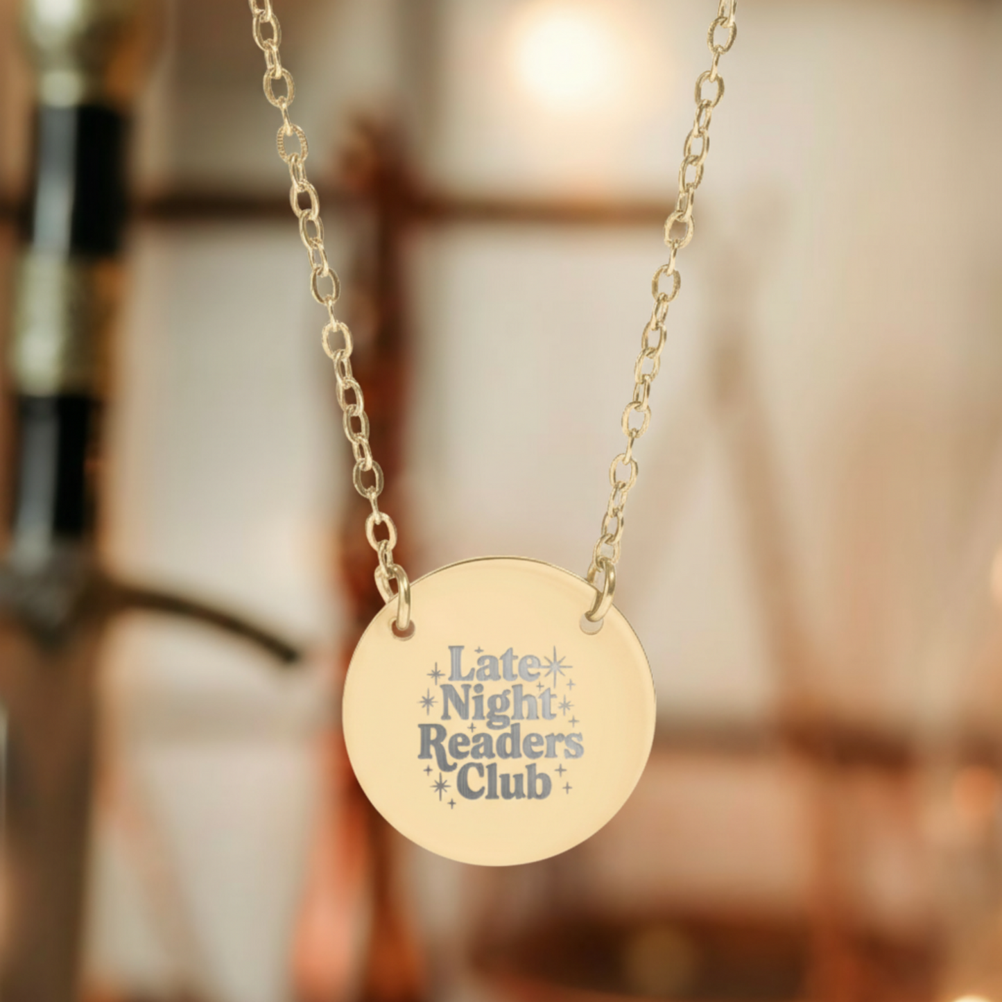 Late Night Readers Club Circle Necklace