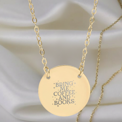 Coffee & Books Circle Necklace