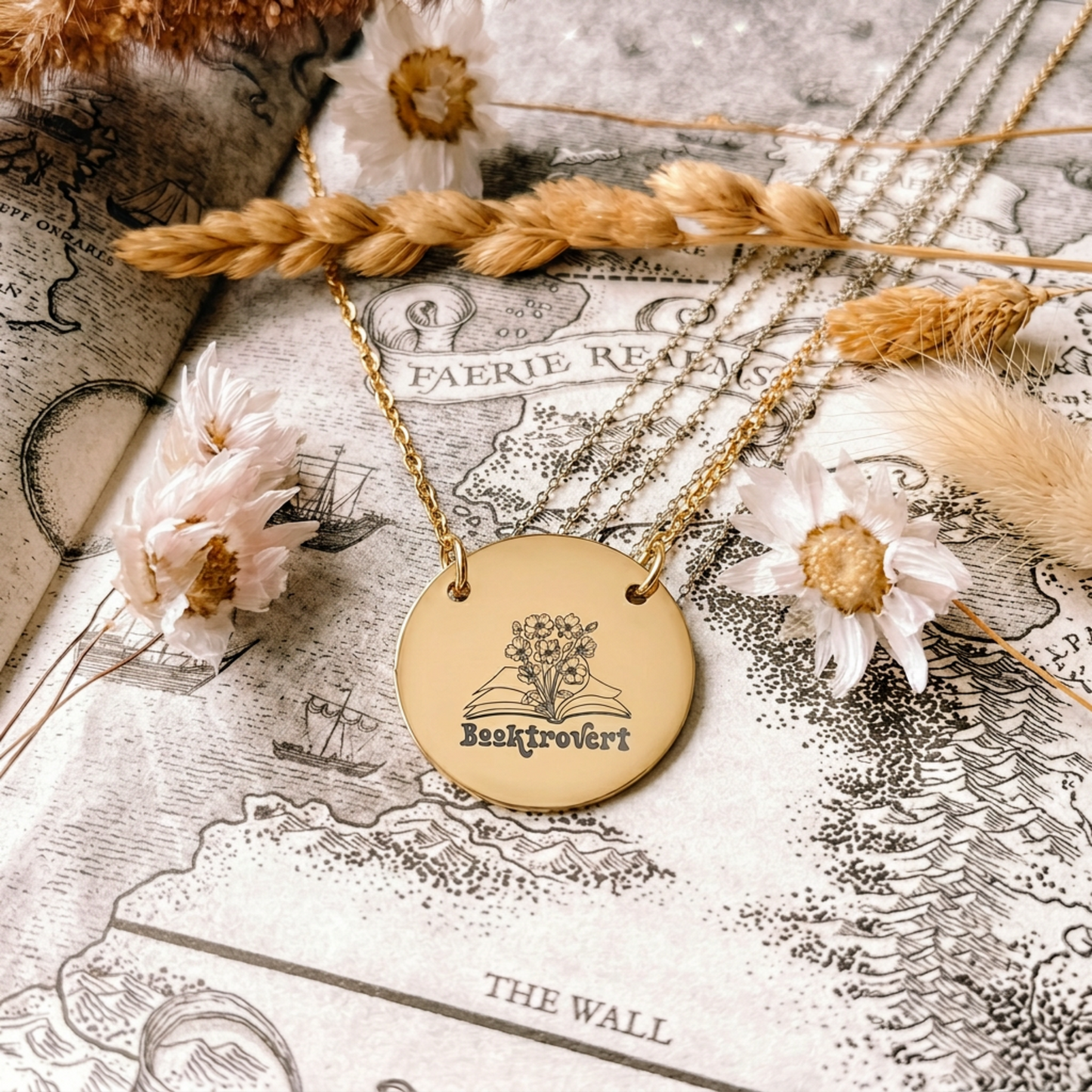 Booktrovert Floral Circle Necklace